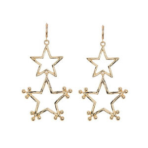 Dangle Gold Star Earrings MELROSE AND MARKET Double Star Crystal Earrings New